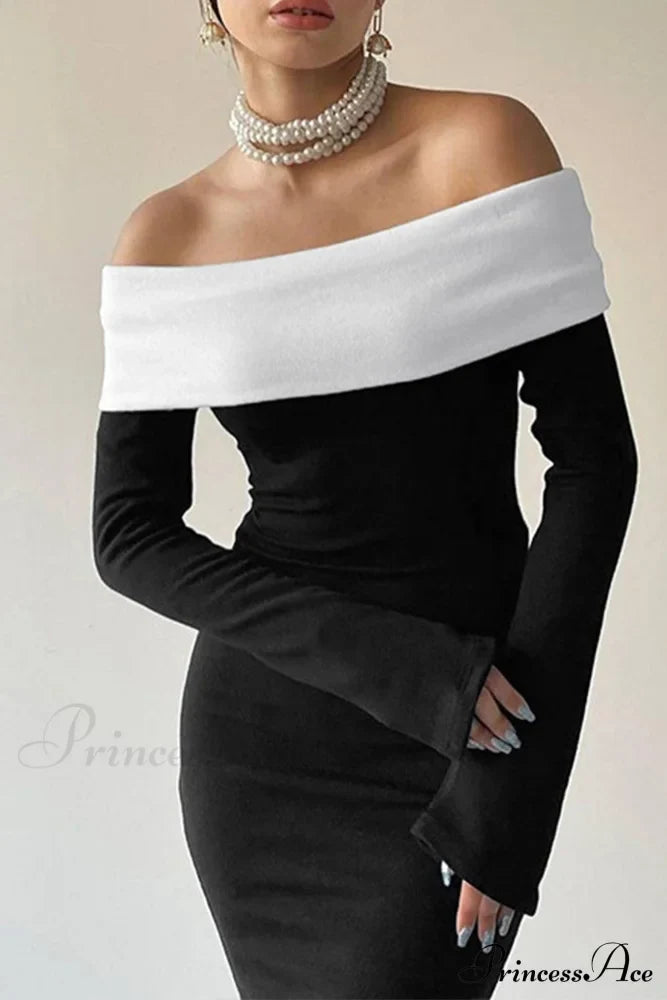 Off Shoulder Maxi Dress with Contrast image 5