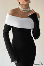 Off Shoulder Maxi Dress with Contrast image 4