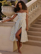 Off Shoulder Midi A-line Vacation Dress image 2