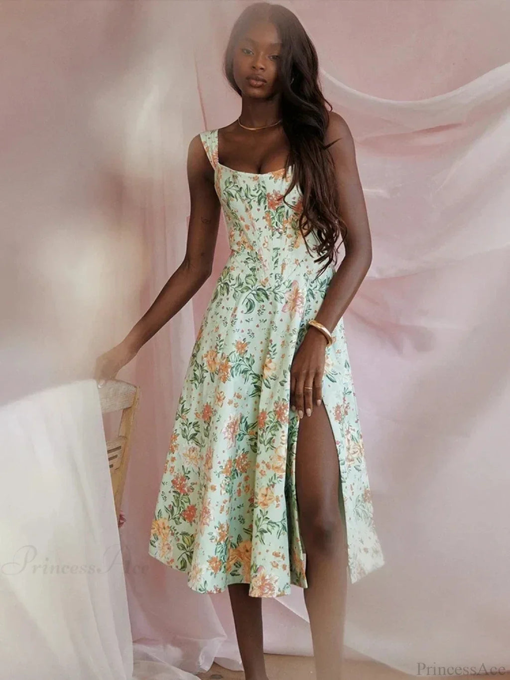 Off Shoulder Midi A-line Vacation Dress image 3
