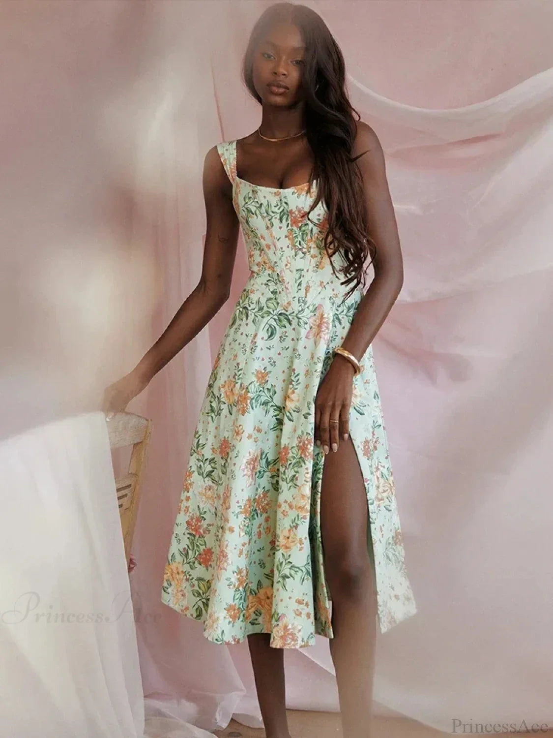 Off Shoulder Midi A-line Vacation Dress image 3