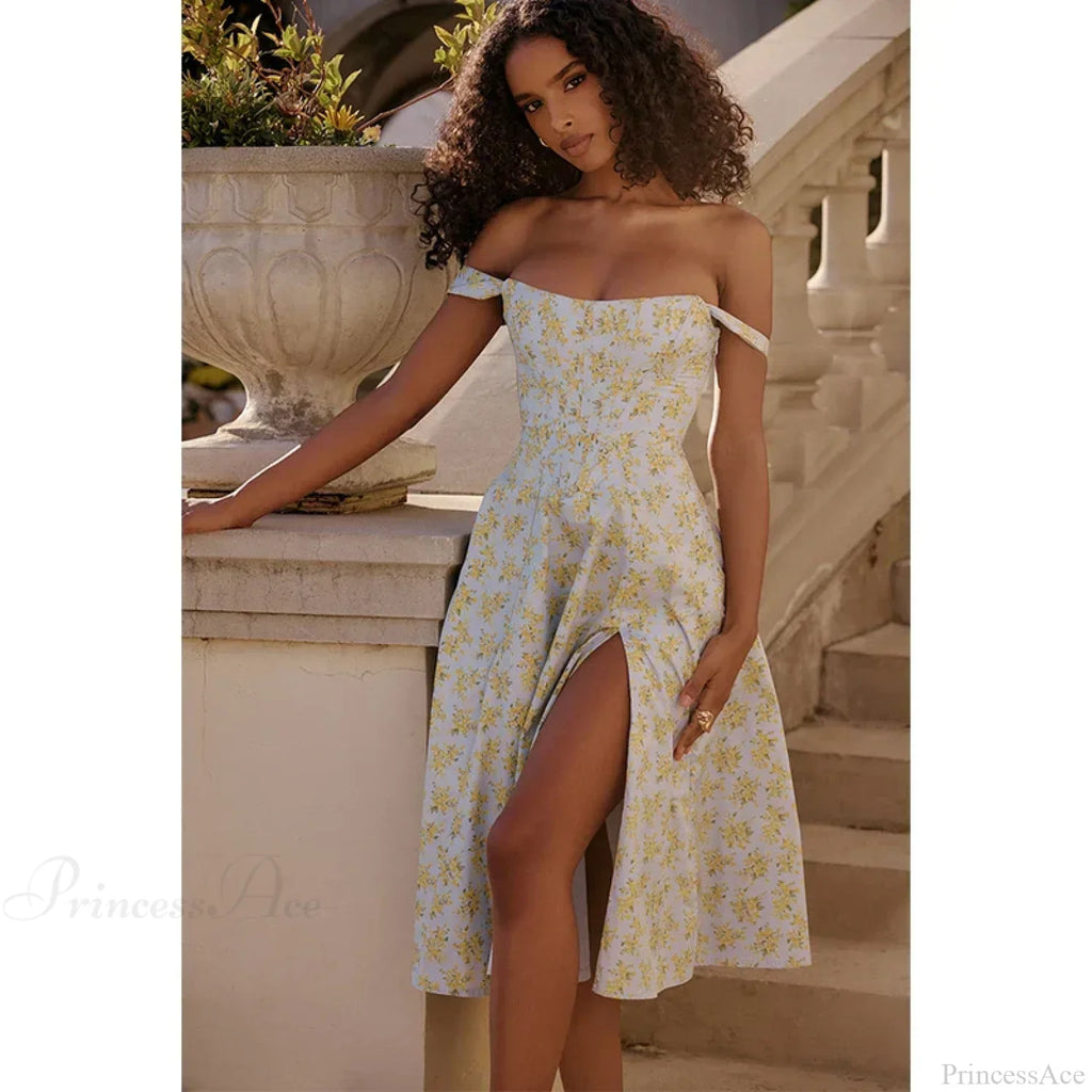 Off Shoulder Midi A-line Vacation Dress image 6