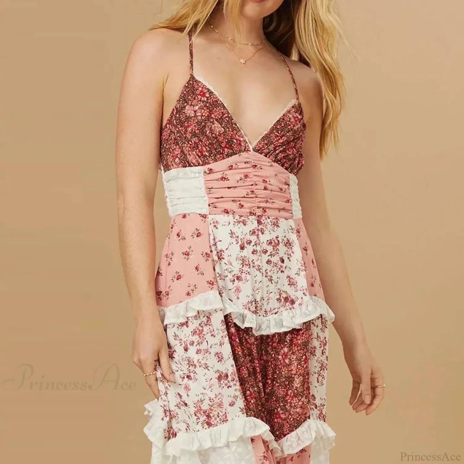 Off-Shoulder Pleated Floral Dress image 2