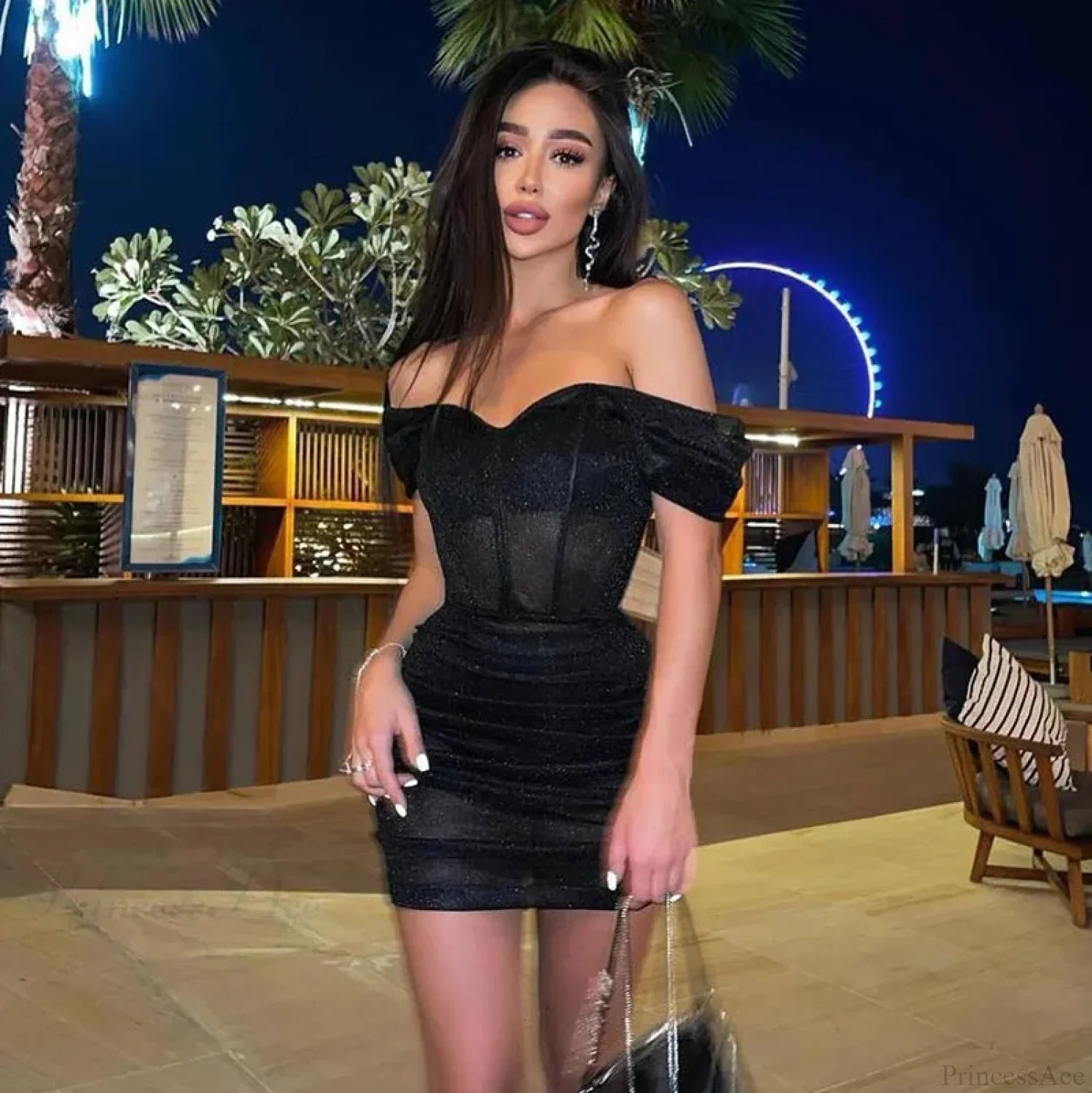 Off-Shoulder Pleated Mini Dress image 7