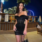 Off-Shoulder Pleated Mini Dress image 4