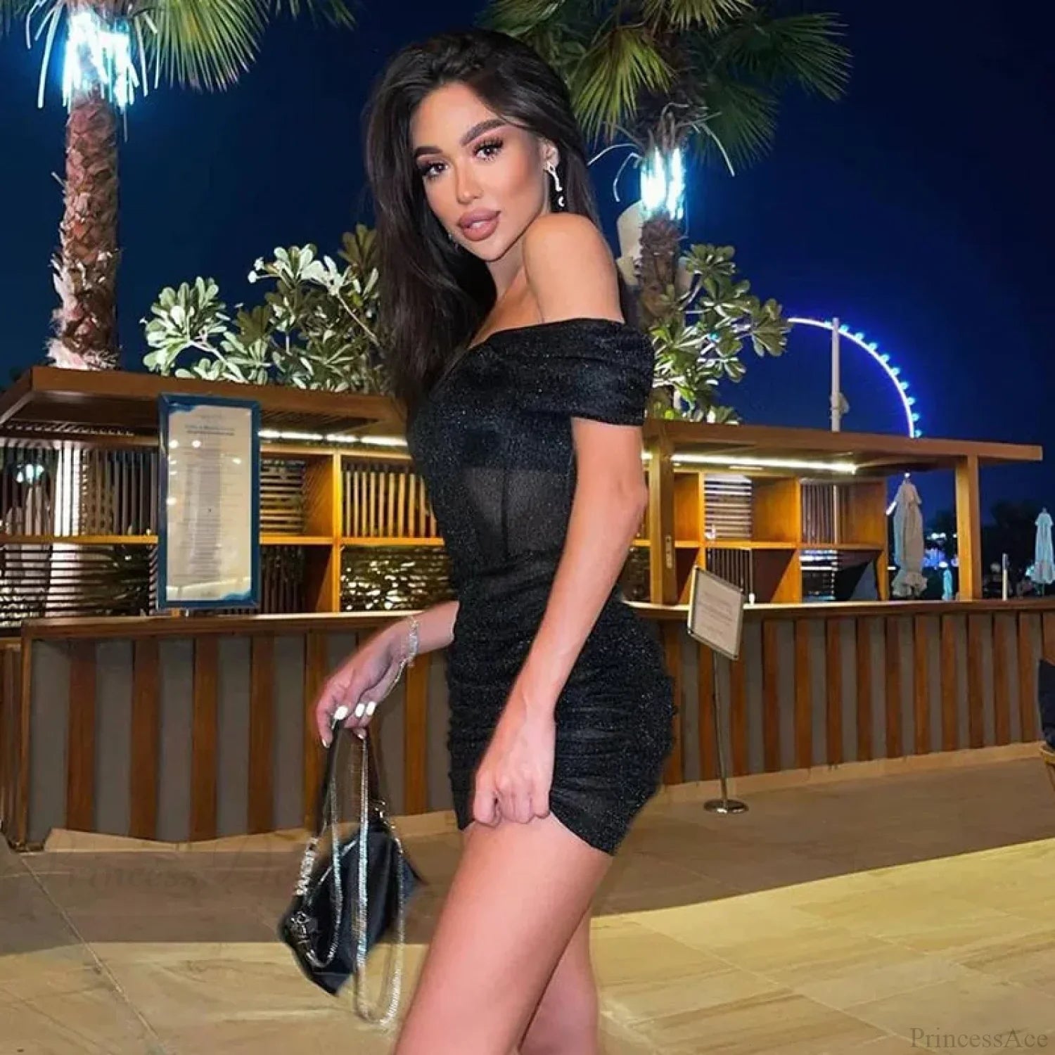 Off-Shoulder Pleated Mini Dress image 5