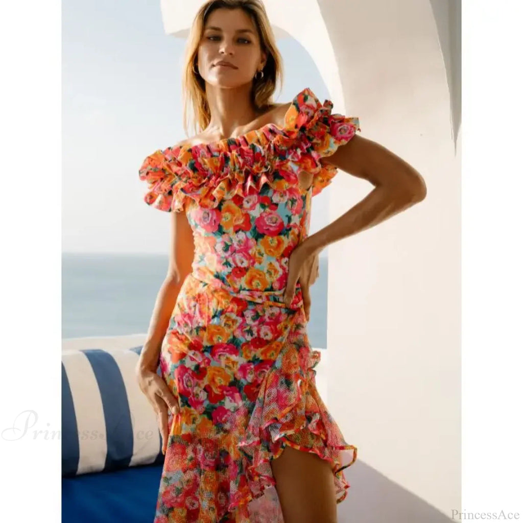 Off Shoulder Print Sarong Two Piece Set image 2