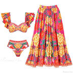 Off Shoulder Print Sarong Two Piece Set image 10