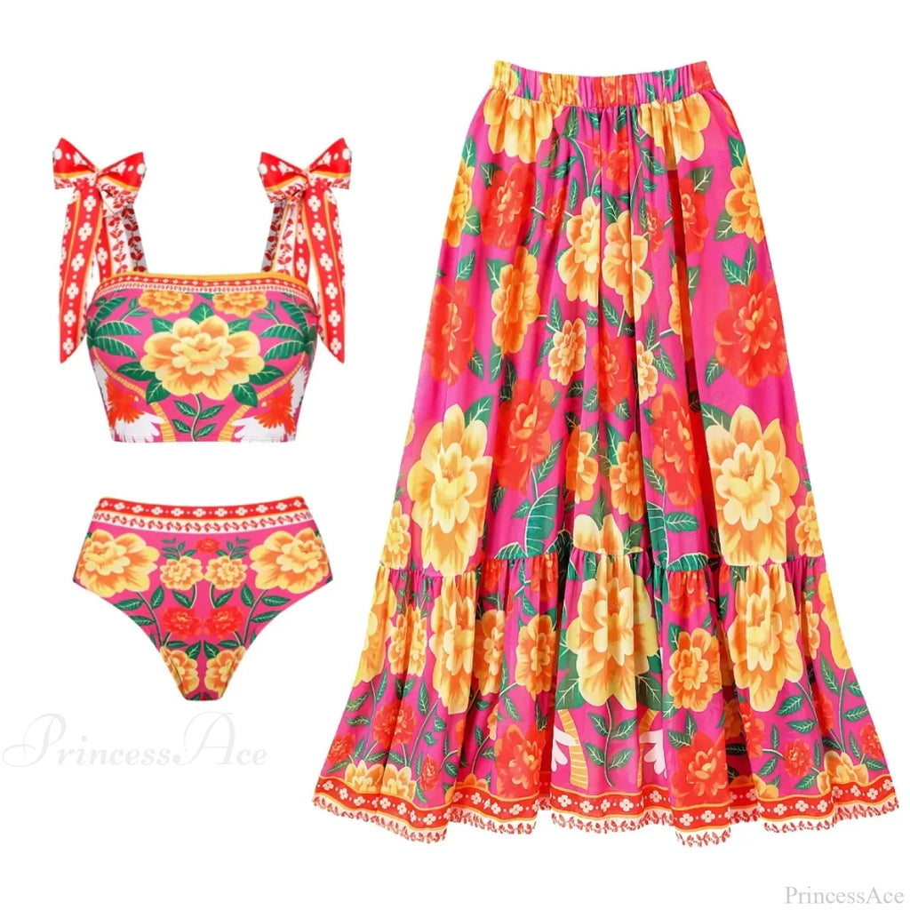 Off Shoulder Print Sarong Two Piece Set image 11