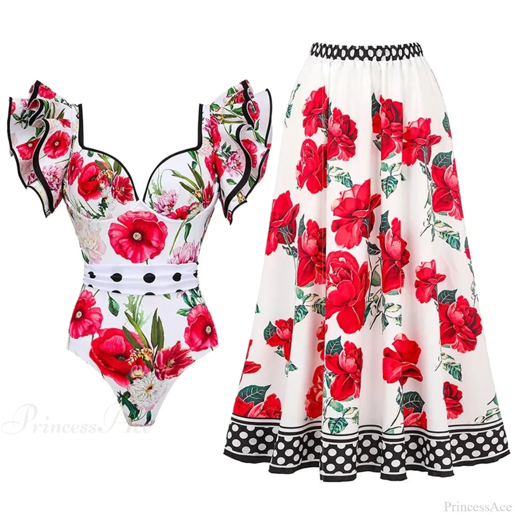 Off Shoulder Print Sarong Two Piece Set image 12