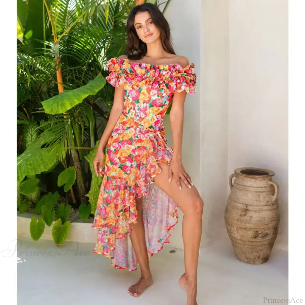 Off Shoulder Print Sarong Two Piece Set image 1