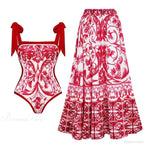 Off Shoulder Print Sarong Two Piece Set image 6