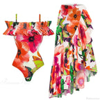 Off Shoulder Print Sarong Two Piece Set image 7