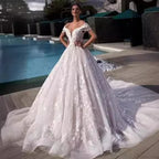 Off-Shoulder Royal Elegance Wedding Dress image 2