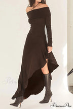 Off Shoulder Ruffle Hem Knit Dress image 2