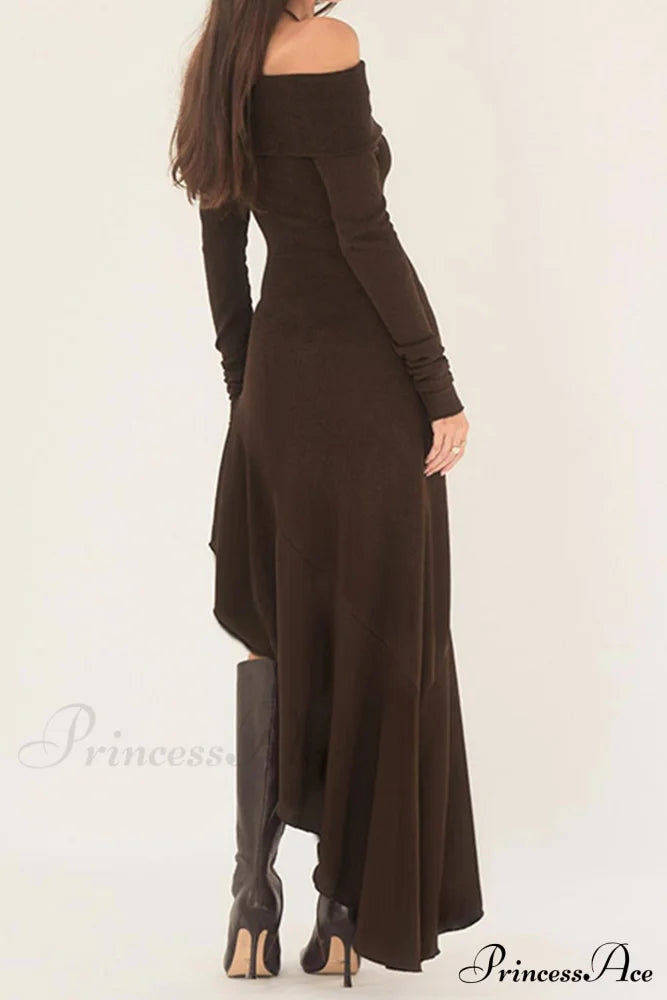 Off Shoulder Ruffle Hem Knit Dress image 5