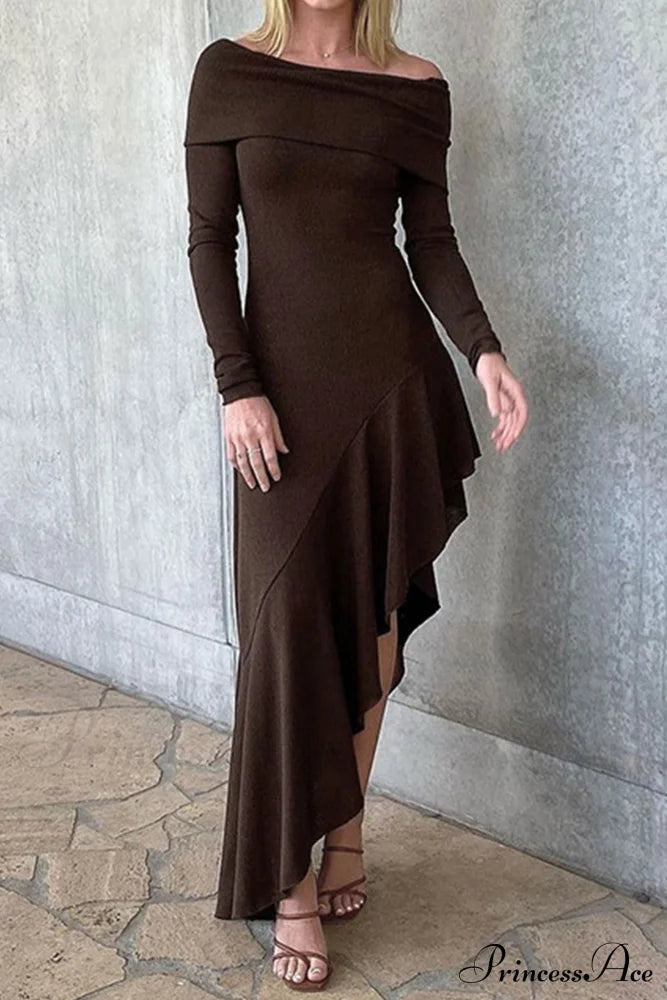 Off Shoulder Ruffle Hem Knit Dress image 7