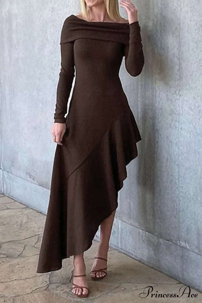 Off Shoulder Ruffle Hem Knit Dress image 4