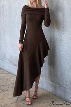 Off Shoulder Ruffle Hem Knit Dress image 4