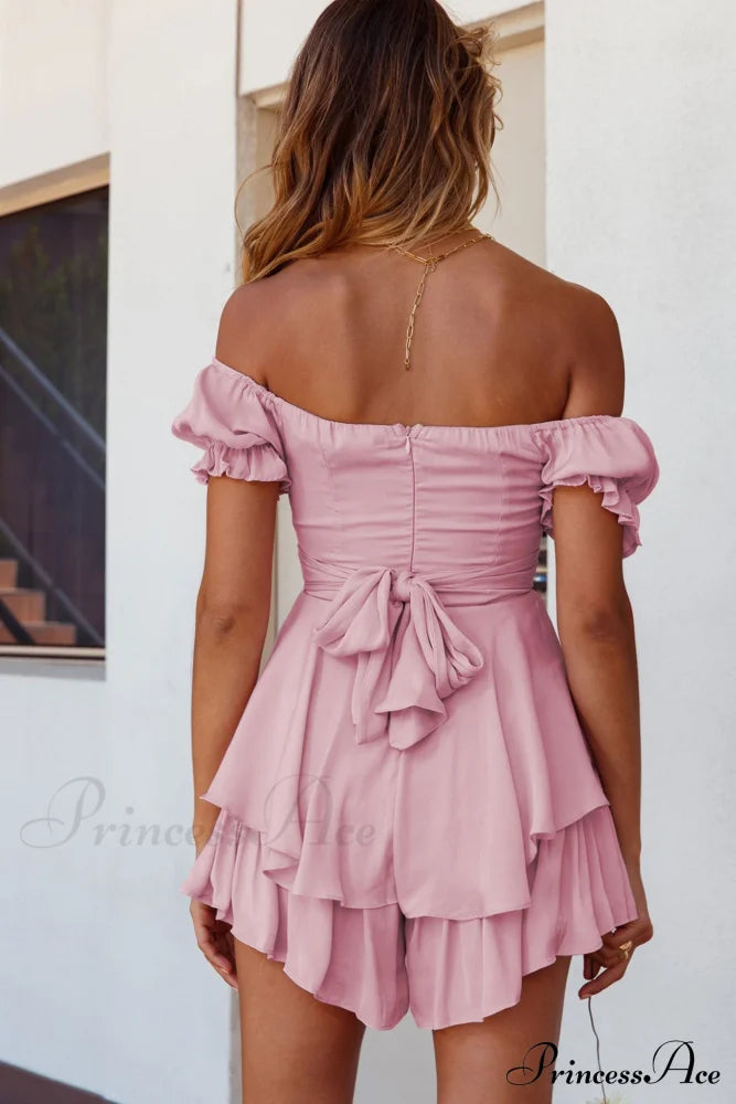 Off Shoulder Ruffled Skirt Pants with Tie Back image 5