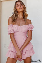 Off Shoulder Ruffled Skirt Pants with Tie Back image 1