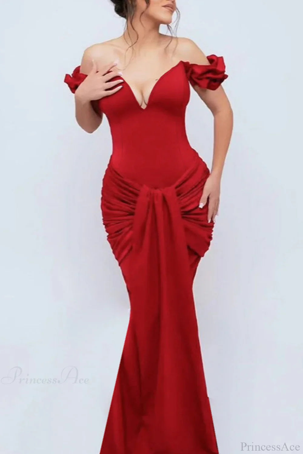 Off-Shoulder Slim Fitted Maxi Party Dress image 3