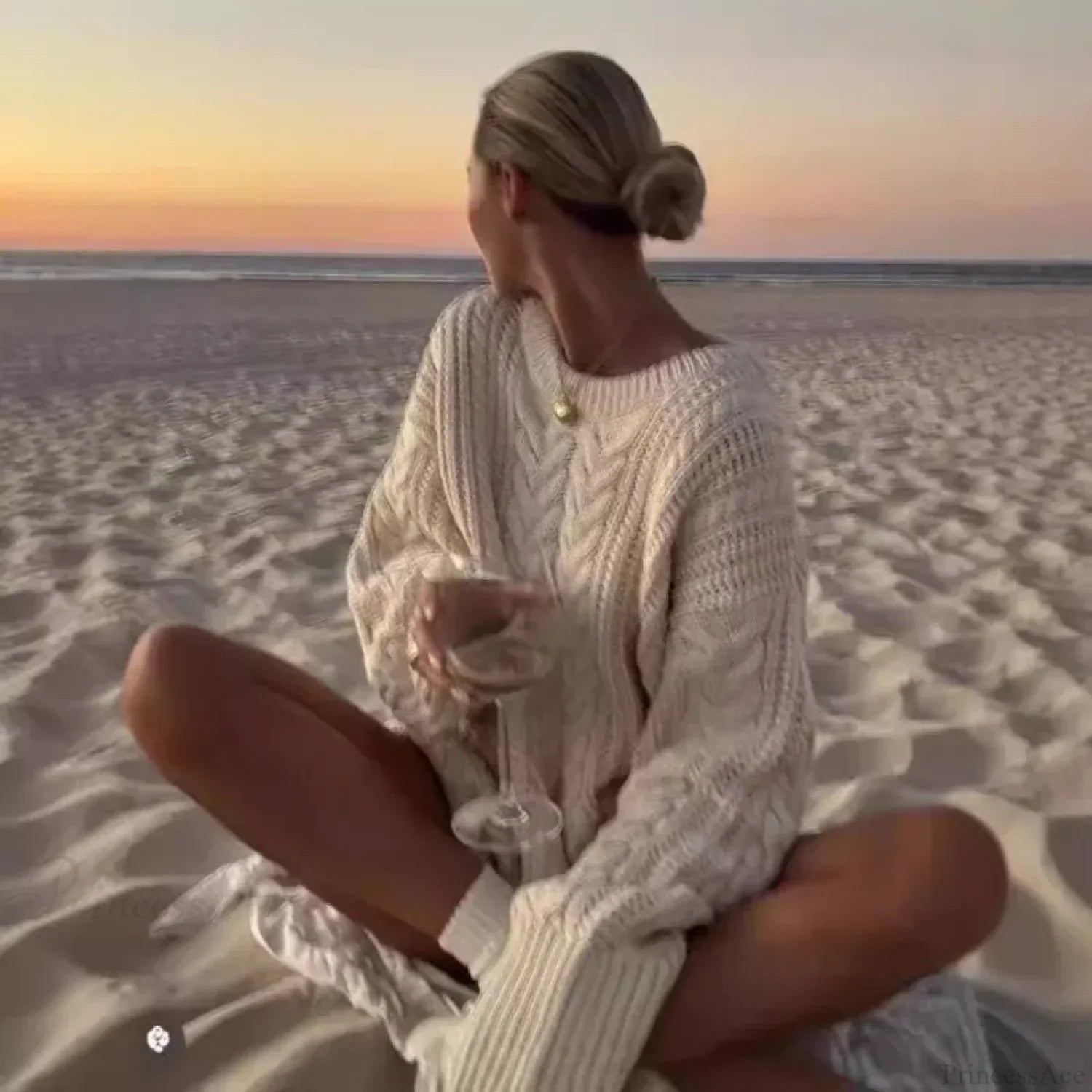 Off-Shoulder Solid Long Sleeve Knitted Sweater image 2