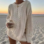 Off-Shoulder Solid Long Sleeve Knitted Sweater image 1