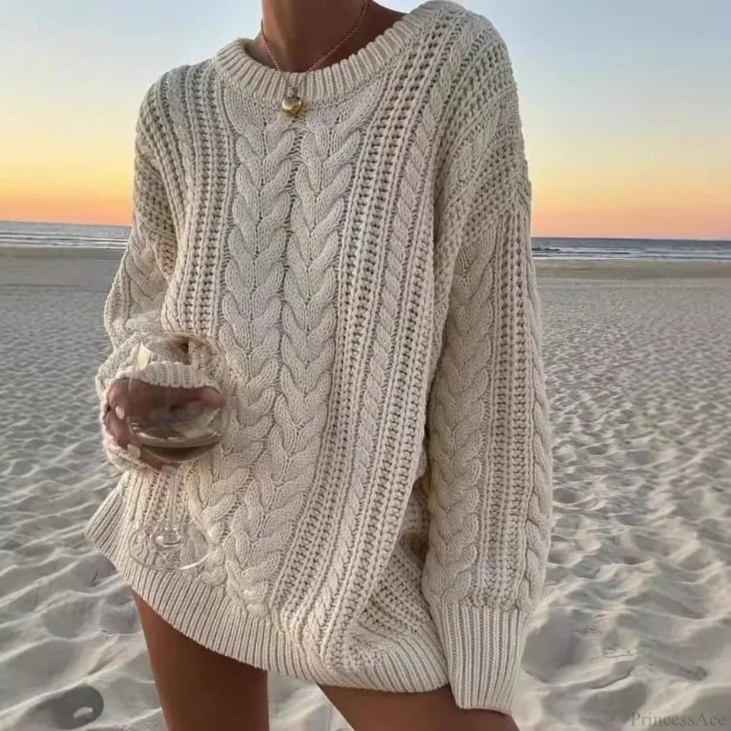 Off-Shoulder Solid Long Sleeve Knitted Sweater image 1