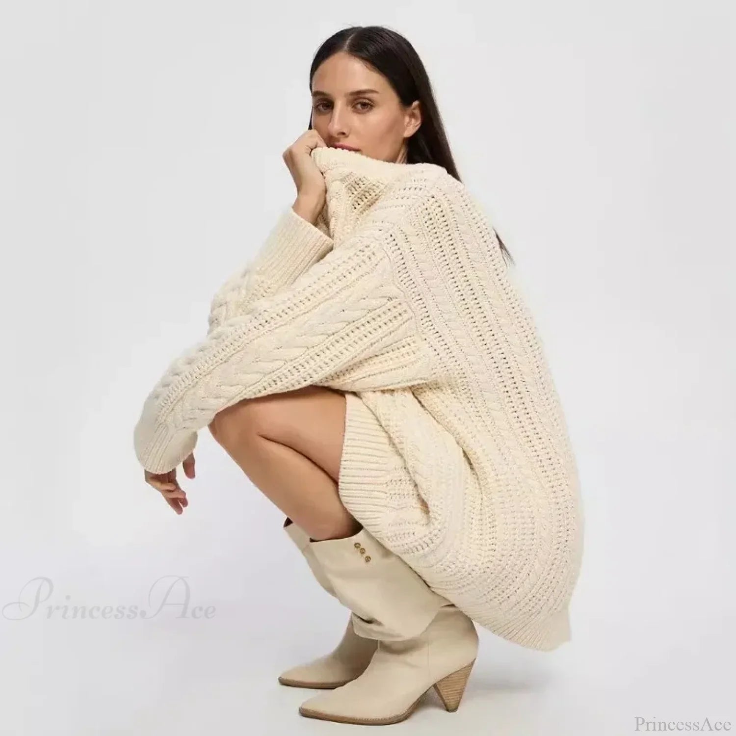 Off-Shoulder Solid Long Sleeve Knitted Sweater image 4
