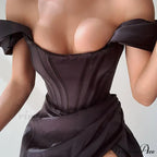 Off Shoulder Split Corset Midi Dress image 3