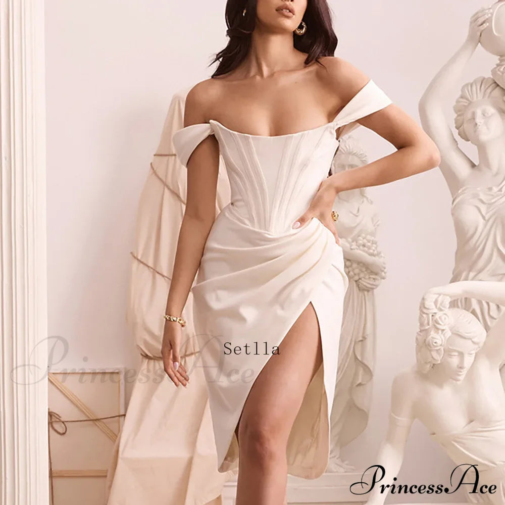 Off Shoulder Split Corset Midi Dress image 2
