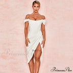 Off Shoulder Split Corset Midi Dress image 6