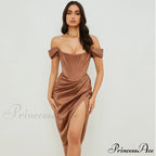 Off Shoulder Split Corset Midi Dress image 10