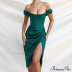 Off Shoulder Split Corset Midi Dress image 8