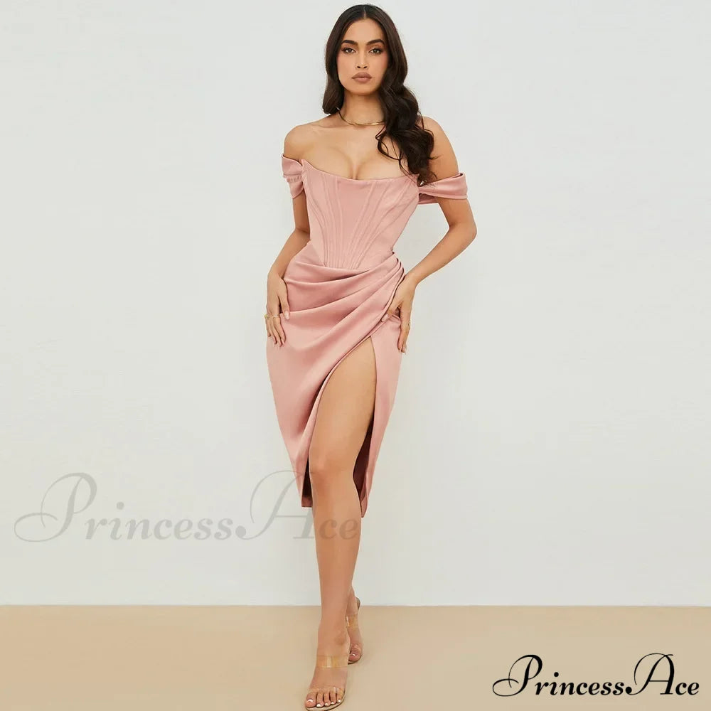 Off Shoulder Split Corset Midi Dress image 11
