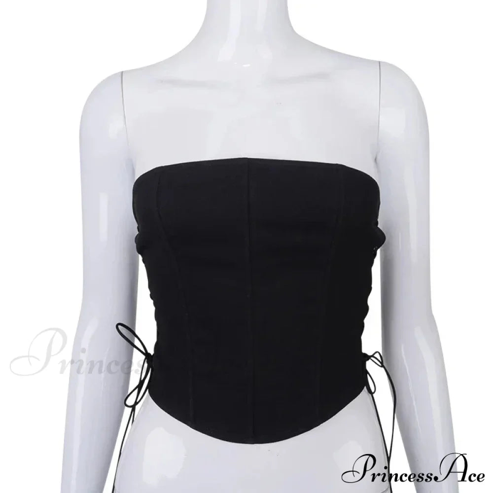 Off Shoulder Strapless Lace Up Bustier Corset Crop Top image 6