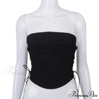 Off Shoulder Strapless Lace Up Bustier Corset Crop Top image 6