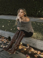 Off Shoulder Striped Long Sleeve Sweater image 4