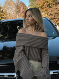 Off Shoulder Striped Long Sleeve Sweater image 6
