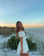 Off Shoulder Stylish Pleated Mini Dress image 15