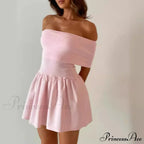 Off Shoulder Stylish Pleated Mini Dress image 4
