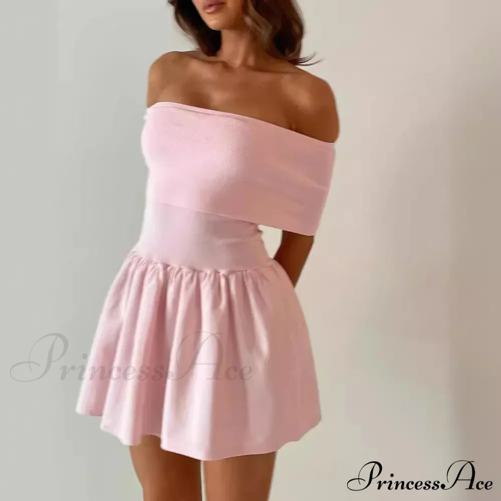 Off Shoulder Stylish Pleated Mini Dress image 4