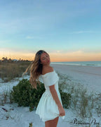 Off Shoulder Stylish Pleated Mini Dress image 16