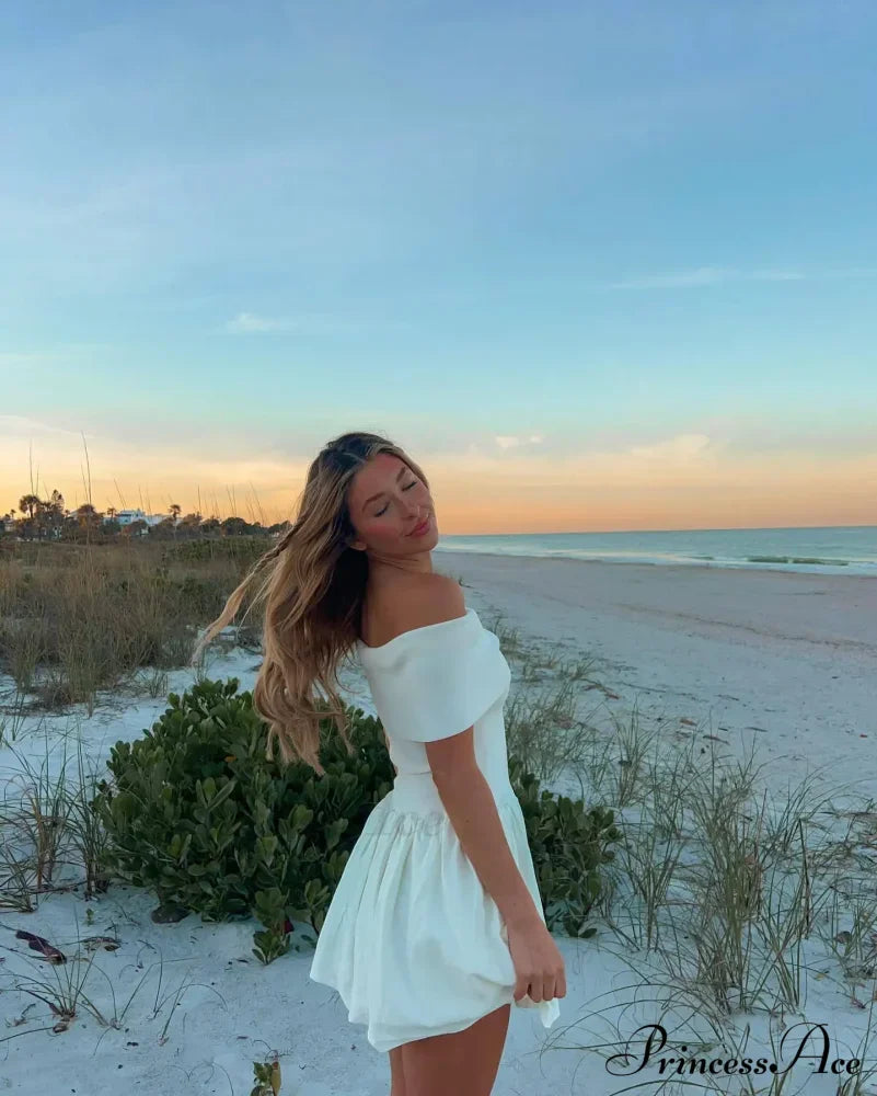 Off Shoulder Stylish Pleated Mini Dress image 16
