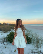 Off Shoulder Stylish Pleated Mini Dress image 17