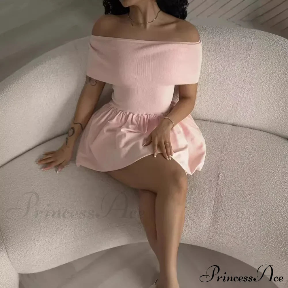 Off Shoulder Stylish Pleated Mini Dress image 5