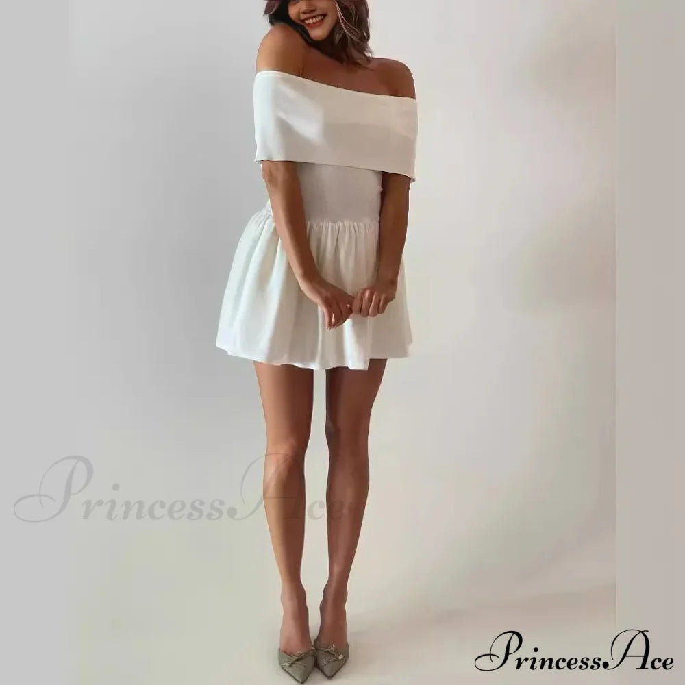 Off Shoulder Stylish Pleated Mini Dress image 11