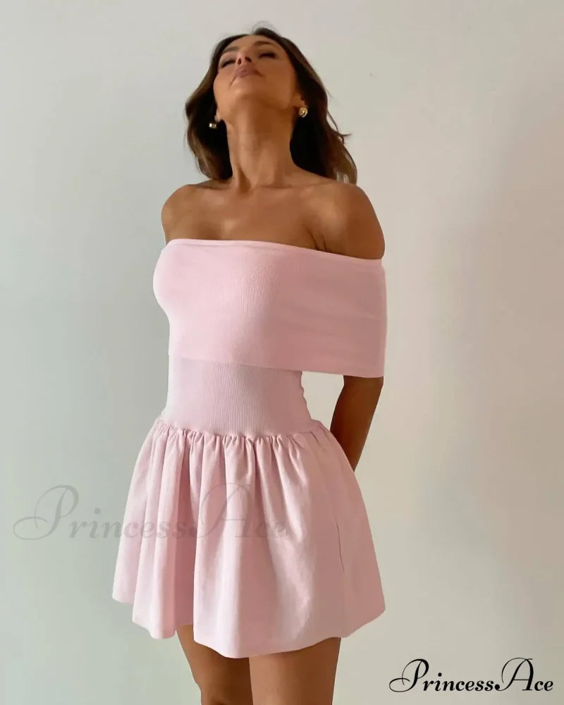 Off Shoulder Stylish Pleated Mini Dress image 7