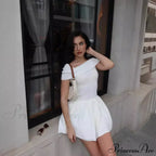 Off Shoulder Stylish Pleated Mini Dress image 12